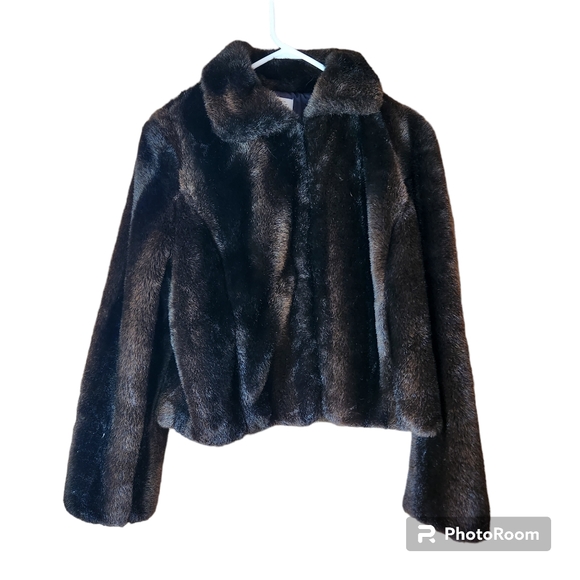 LOFT Jackets & Blazers - Ann Taylor LOFT Brown Faux Fur Cropped Jacket/Coat Size 12